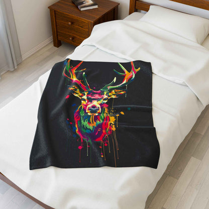Vibrant Deer Plush Blanket