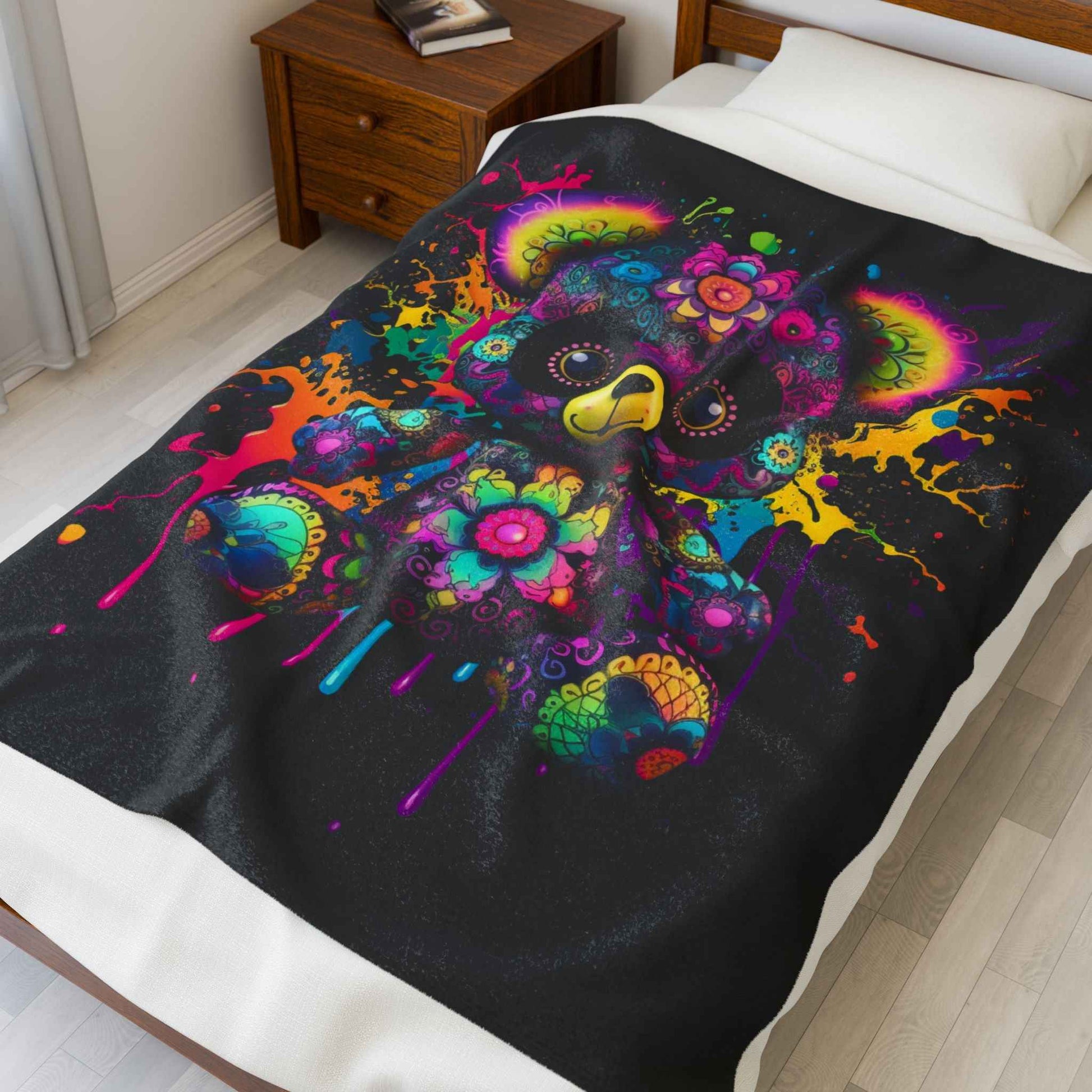 Colorful Bear Plush Blanket