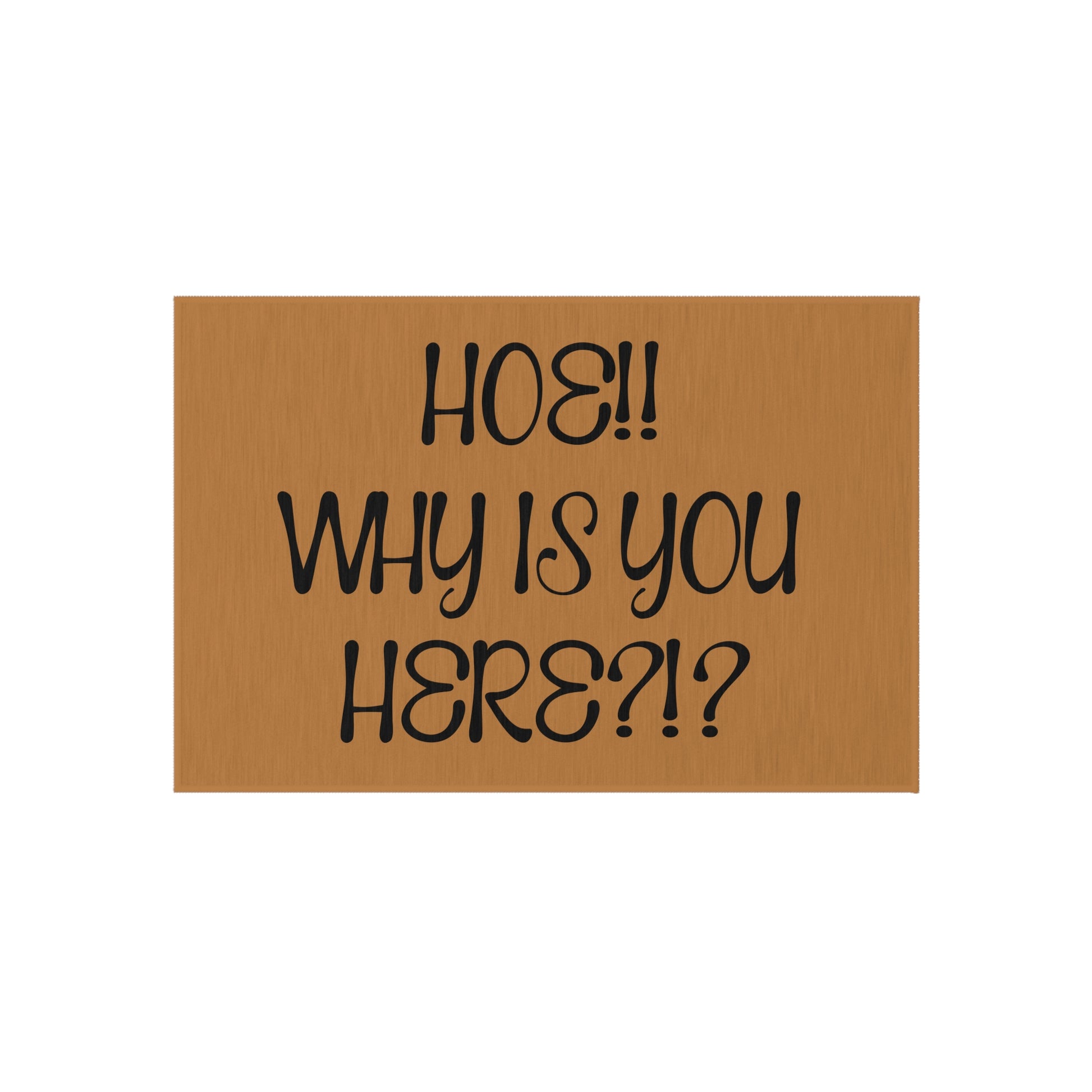 Humorous Outdoor Rug, Fun Doormat, HOE! Why is You Here? - VYBE