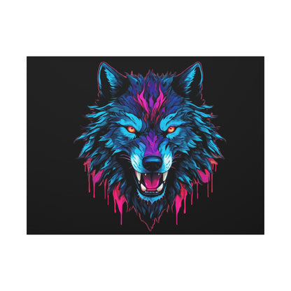 Neon Wolf Canvas Art, Colorful Wolf Wall Decor, Animal Lover Gift, Bold Home Decoration, Unique Art Print - VYBE Shop