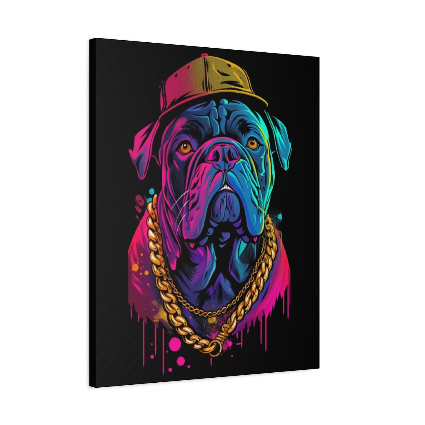 Neon Bulldog Canvas Art, Colorful Dog Wall Decor, Funky Pet Portrait, Dog Lover Gift, Unique Home Decoration - VYBE Shop