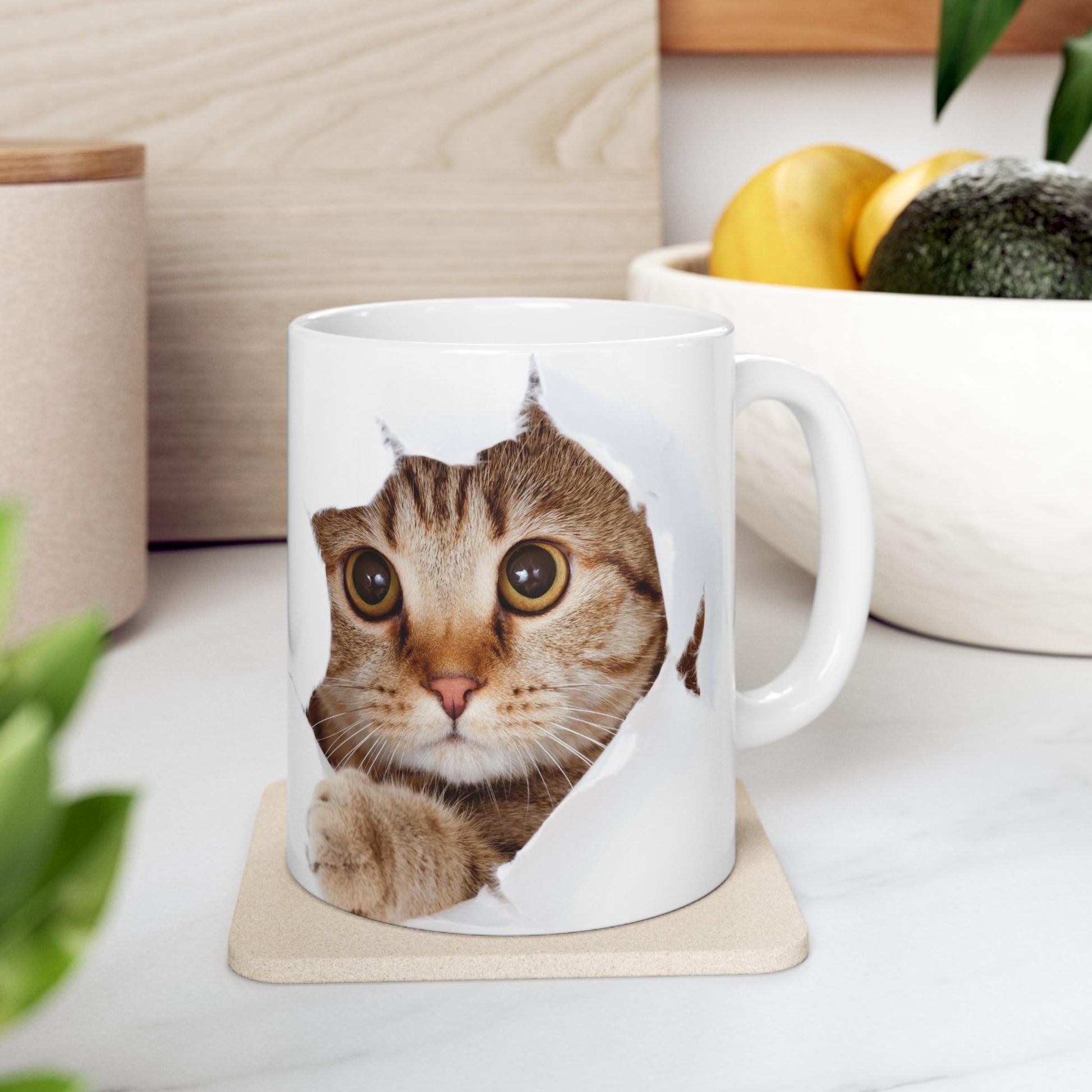 Cute Cat Ceramic Mug | Peek-a-Boo Design | Adorable Gifts for Cat Lovers | 11oz & 15oz Options - VYBE Shop