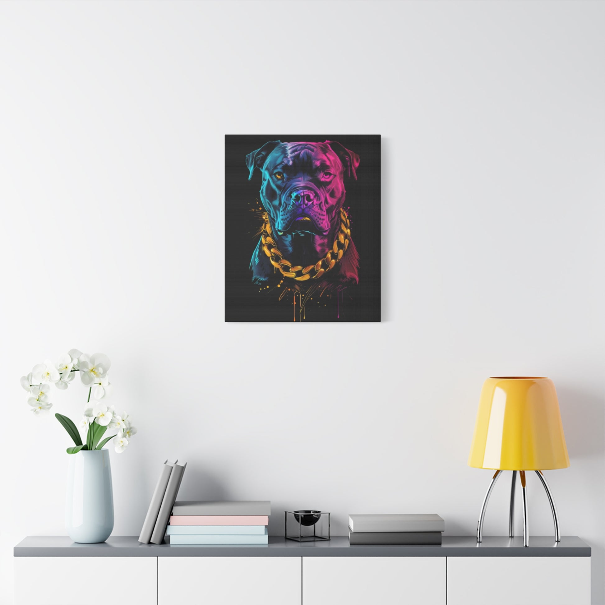 Neon Dog Portrait Canvas Print, Colorful Pet Art Wall Decor, Dog Lover Gift, Home Decoration, Unique Pet Memorial - VYBE Shop