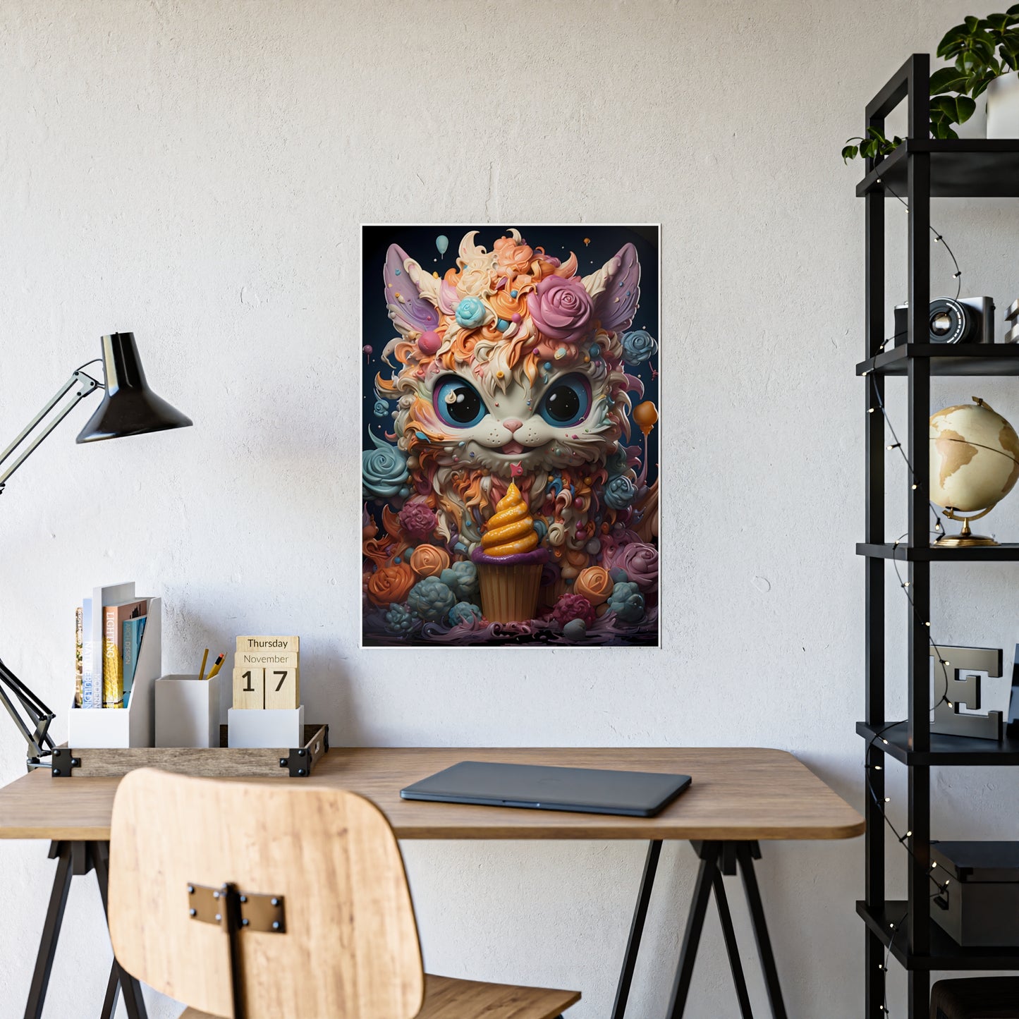 Whimsical Cat Art Print - Charming Poster for Kids Room Decor - VYBE Shop