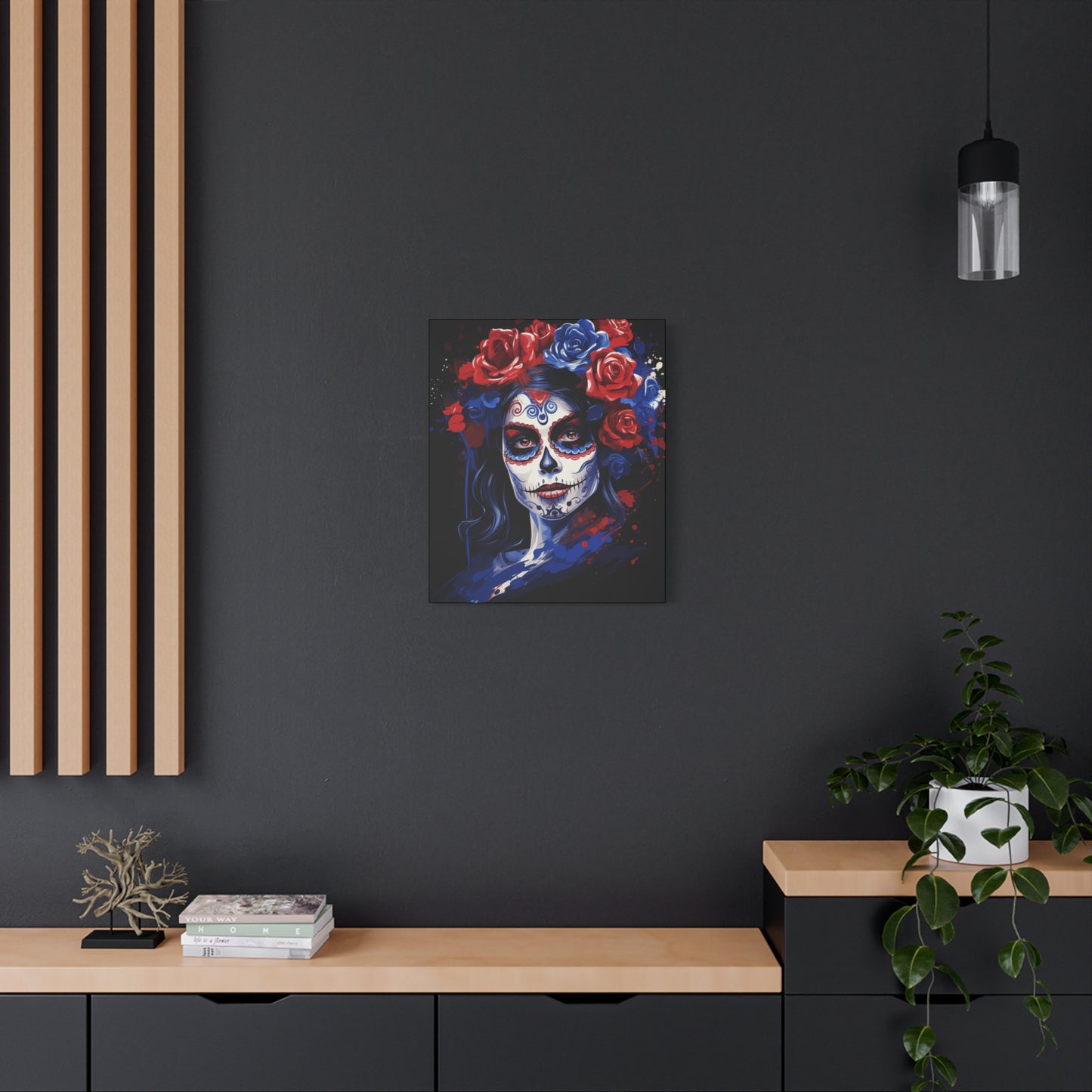 Canvas Art Print, Day of the Dead Decor, Floral Skull Artwork, Gothic Wall Art, Halloween Decoration, Unique Gift Idea, Mexican Tradition - VYBE Shop