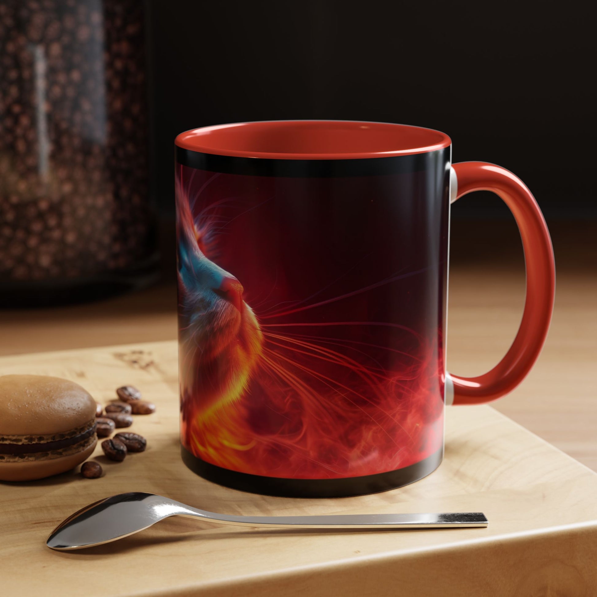 Cosmic Cat Coffee Mug - Vibrant Colorful Design, Cat Lover Gift, Unique Accented Mug, Pet Owner Gift, Cosmic Art Drinkware - VYBE