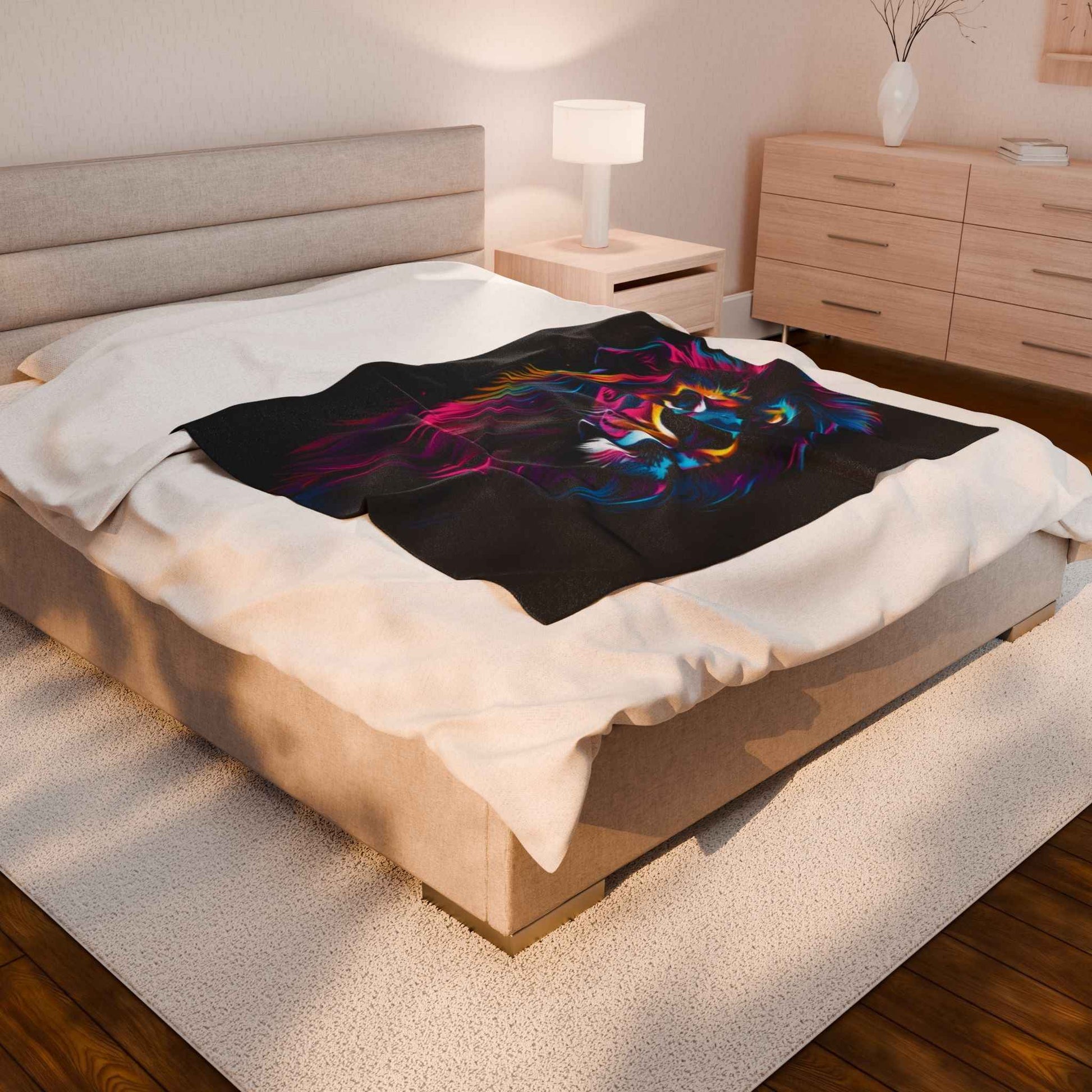 Vibrant Lion Plush Blanket