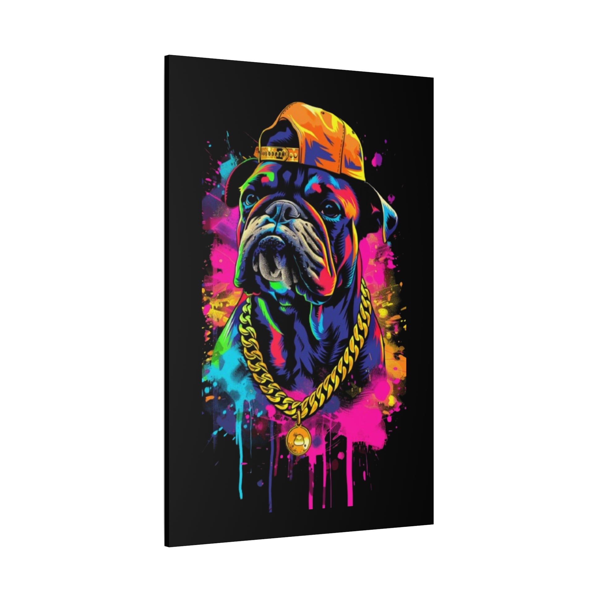 Vibrant Dog In Chain Canvas Print - VYBE Shop