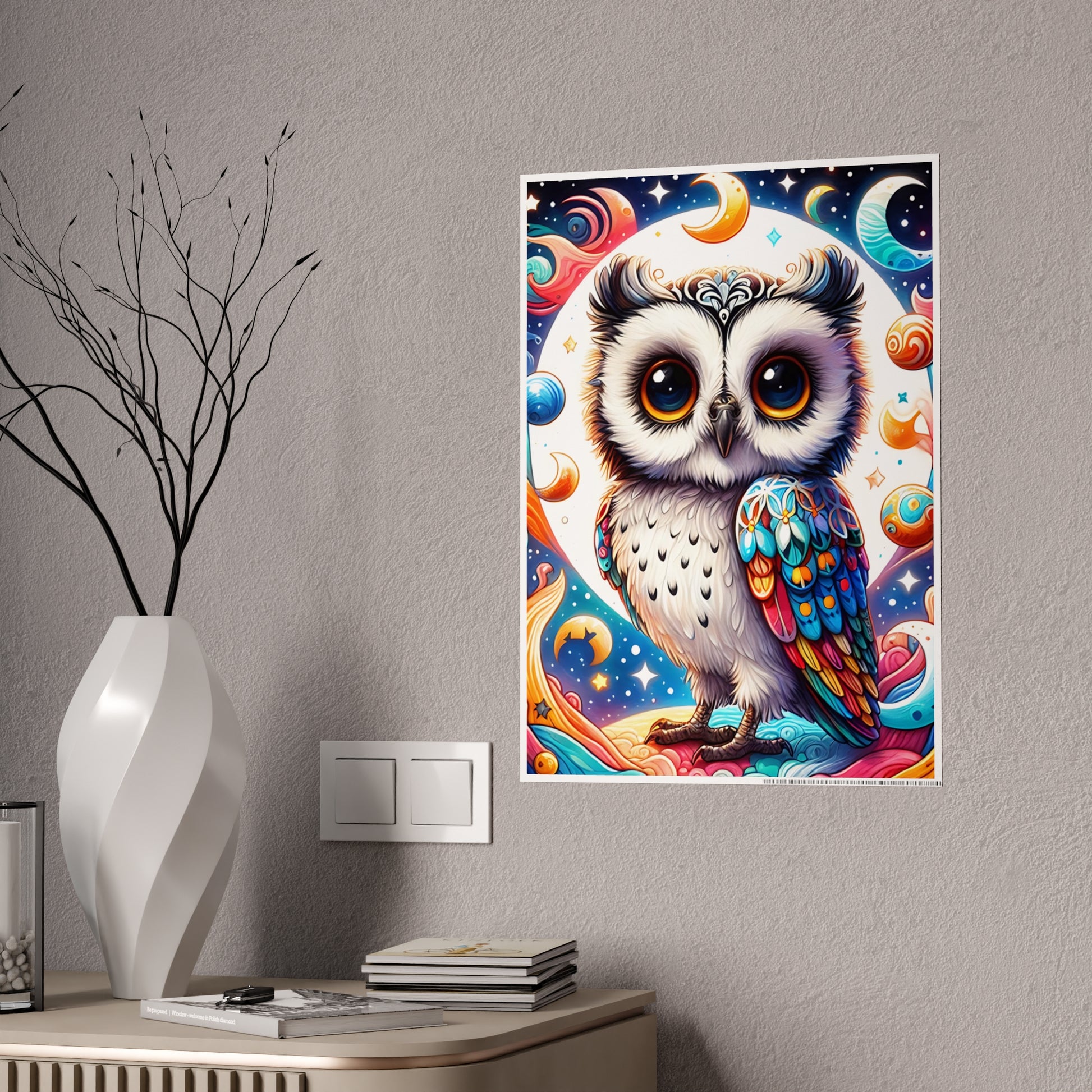 Vibrant Owl Art Poster, Colorful Wall Decor - VYBE Shop