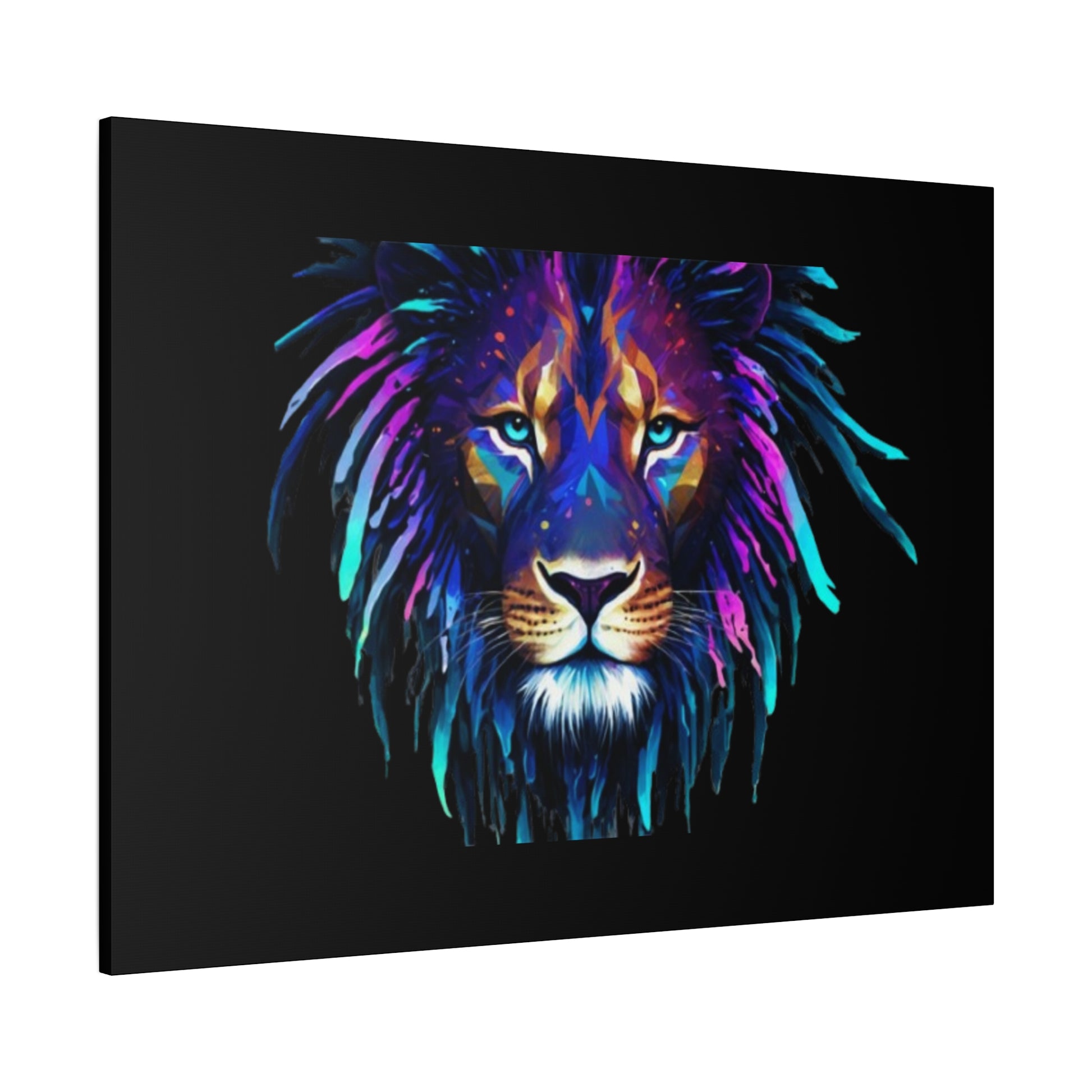 Neon Lion Canvas Wall Art, Colorful Home Decor, Animal Lover Gift, Jungle Theme Room Decoration, Unique Artwork for Living Room, [...] - VYBE Shop