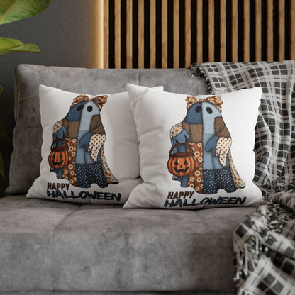 Halloween Ghost Pillowcase | Spun Polyester Cushion Cover, Fall Decor, Spooky Home, Cozy Halloween, Gift for Halloween Lovers - VYBE Shop