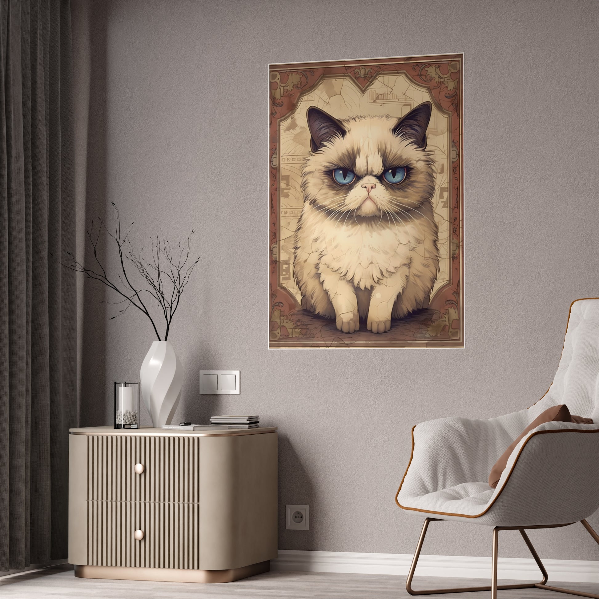 Grumpy Cat Art Poster, Cute Cat Poster - VYBE Shop