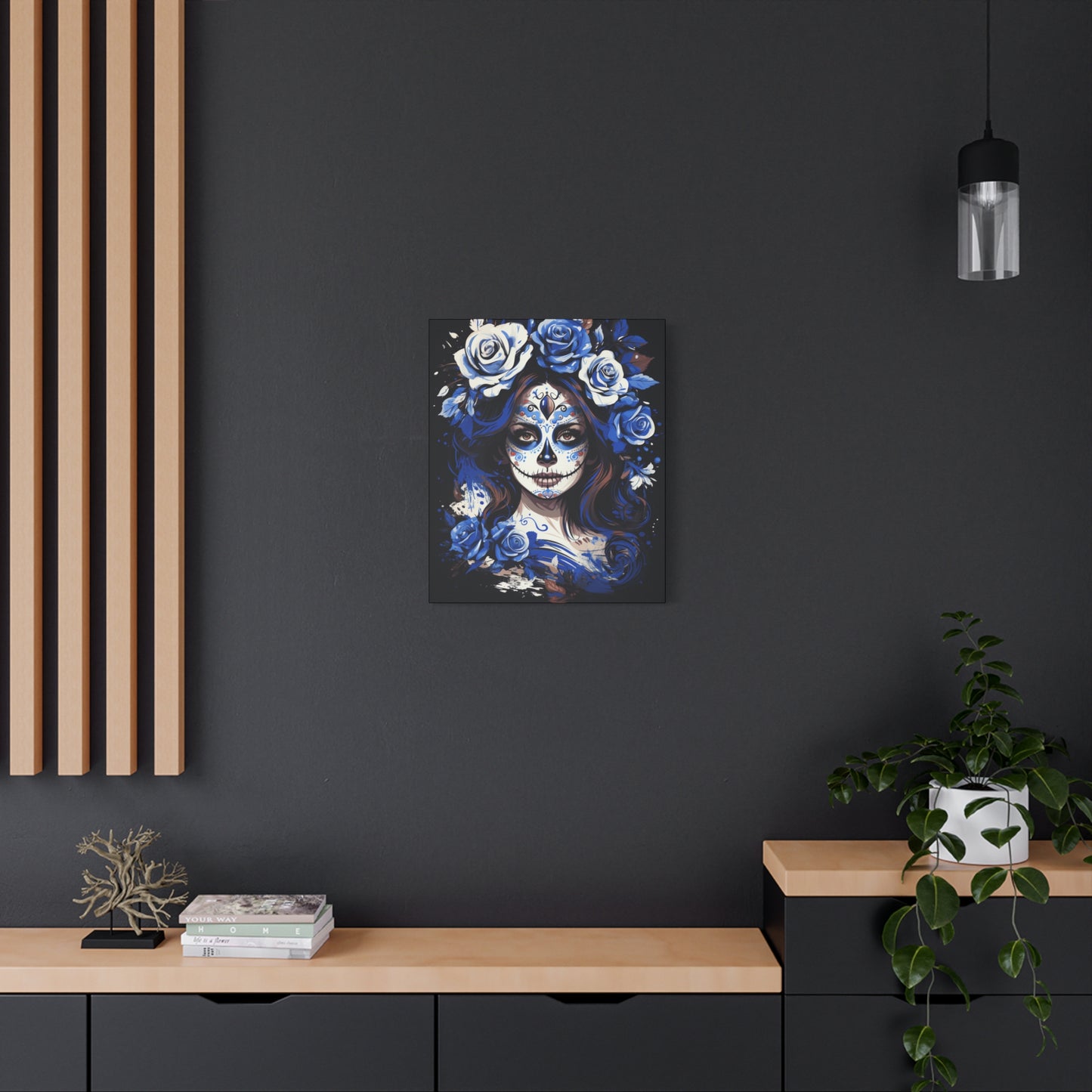 Vibrant Sugar Skull Canvas Art, Day of the Dead Decor, Wall Art, Gift for Art Lovers, Unique Home Decoration, Boho Style Art - VYBE Shop
