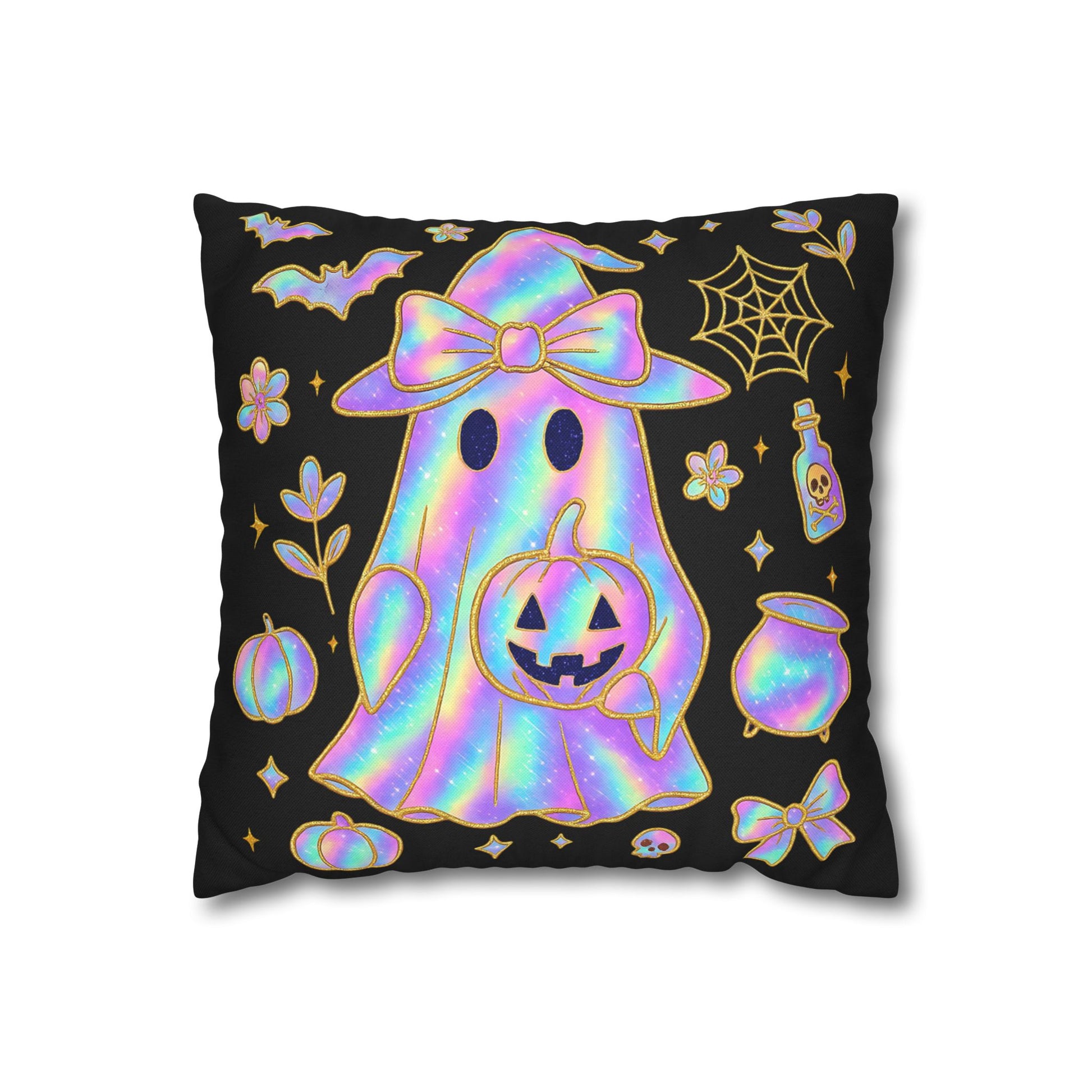 Holographic Ghost Pillowcase - Cozy Halloween Decor, Cute Cushion Cover, Spooky Gift for Fall Vibes - VYBE Shop