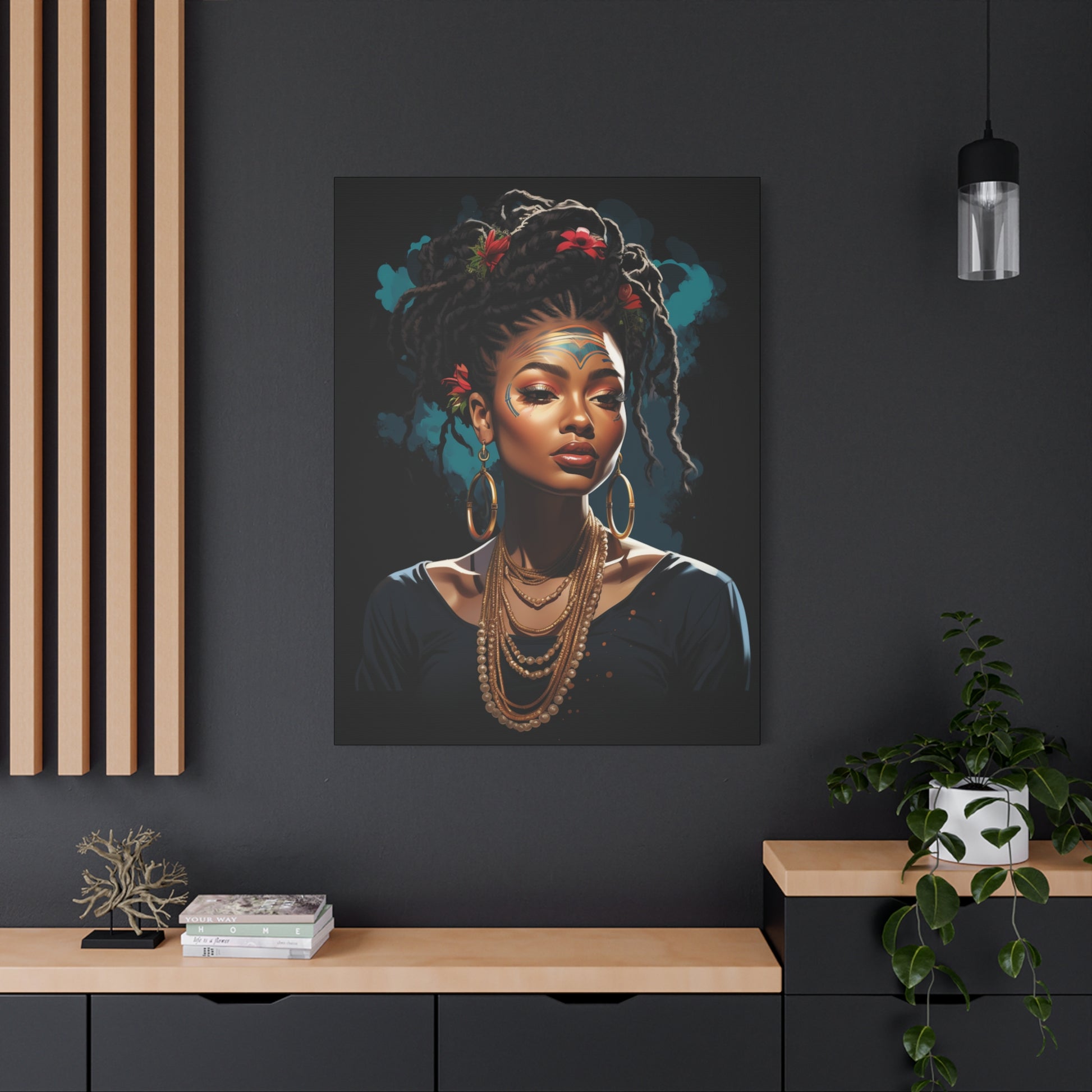 Bohemian Wall Art Canvas, Stunning Portrait Decor, Home Decoration, Unique Gift for Art Lovers, African Inspired Artwork, Living Room - VYBE Shop