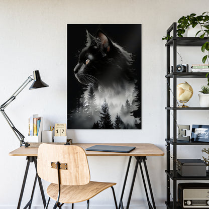 Cat Black Cat Forest Gloss Poster - Black Cat Wall Art for Cat Lovers, Nature Decor, Animal Print for Home, Ideal Gift for Pet Owners - VYBE Shop