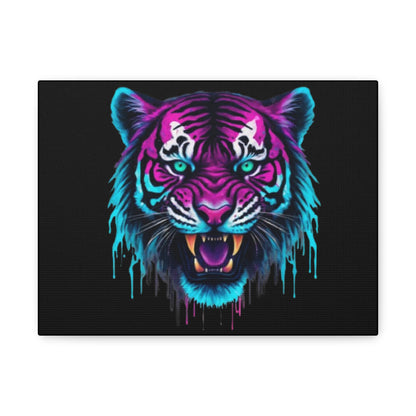 Neon Tiger Canvas Art, Wall Decor, Colorful Animal Artwork, Home Interior, Gift for Animal Lovers, Unique Wall Hanging - VYBE Shop