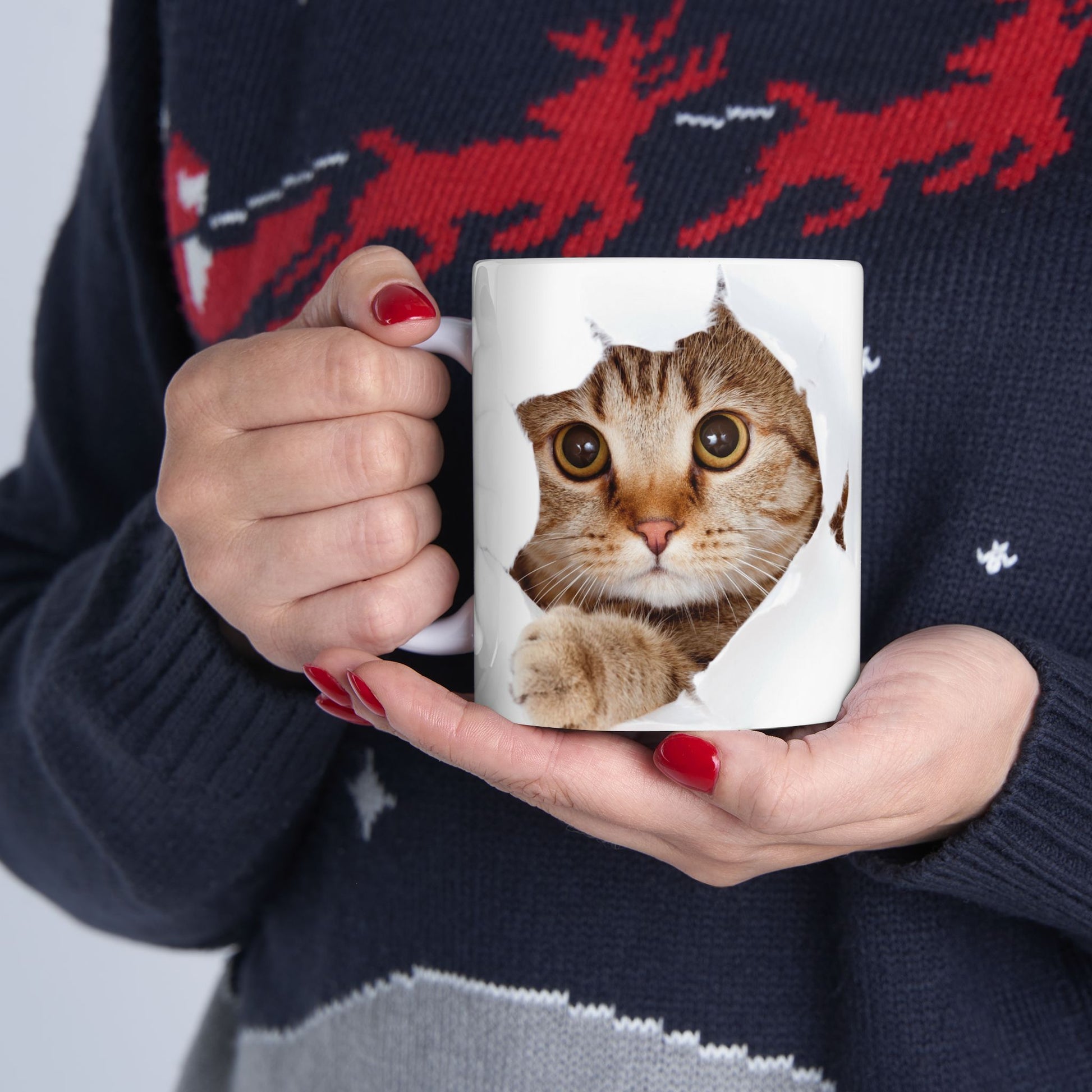 Cute Cat Ceramic Mug | Peek-a-Boo Design | Adorable Gifts for Cat Lovers | 11oz & 15oz Options - VYBE Shop