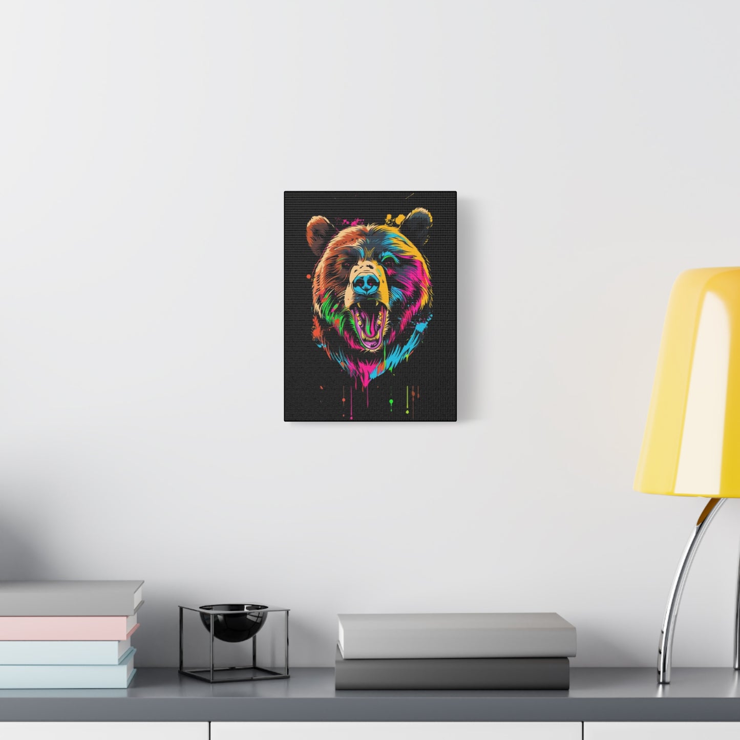 Neon Bear Canvas Art, Colorful Animal Wall Decor, Wildlife Gift, Modern Home Accent, Unique Artwork for Nature Lovers - VYBE Shop