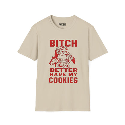 Christmas- Santa Vulgar Cookie Demand Unisex T-Shirt, Funny Christmas Apparel, Festive Humor Shirt - VYBE Shop