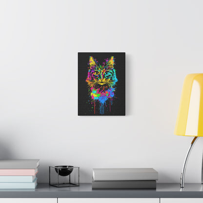 Neon Cat Design Matte Canvas Framed Print - VYBE Shop
