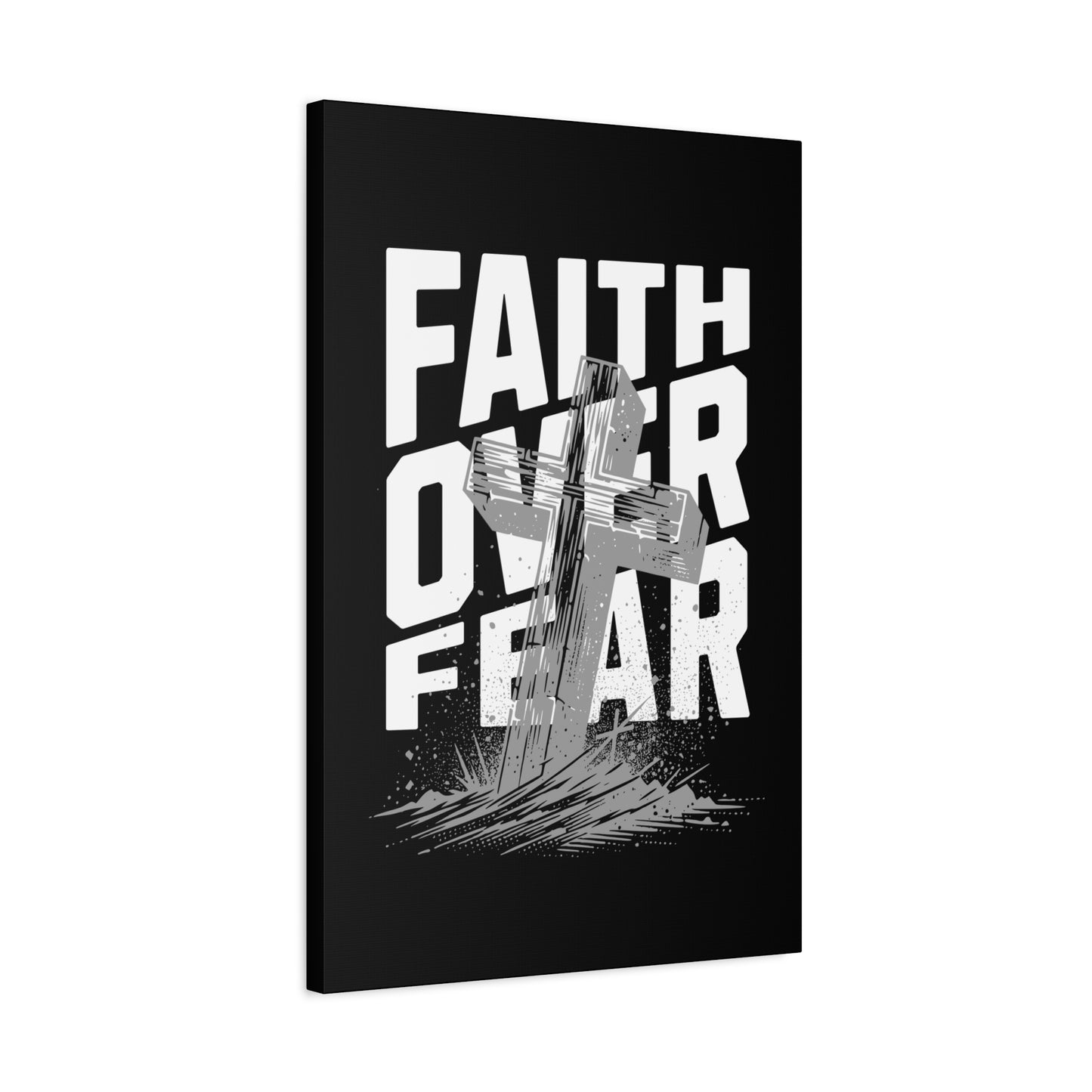 Religion- Faith Over Fear Canvas Print, Inspirational Wall Art, Religious Home Decor - VYBE Shop