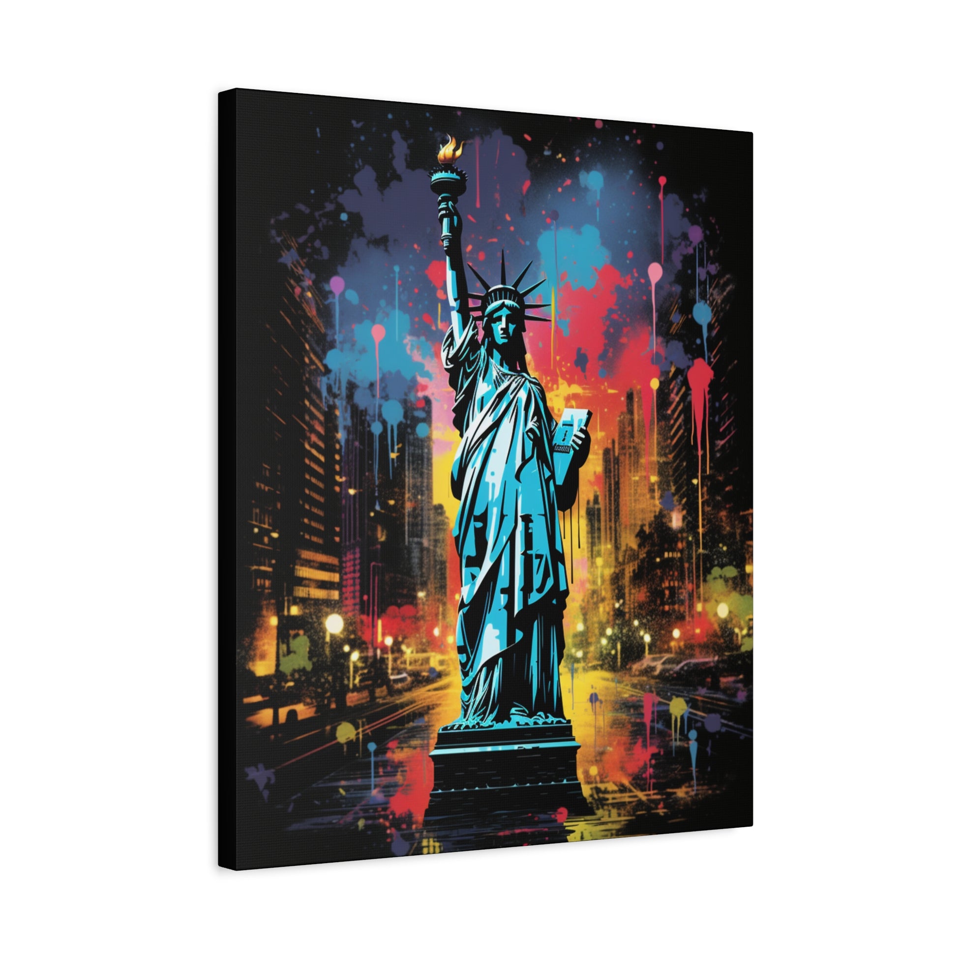 Colorful Liberty Canvas Wall Art, New York City Decor, Gift for Patriot, Home Office Wall Art, Vibrant Modern Artwork - VYBE Shop
