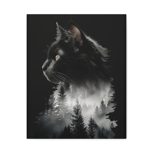 Mystical Cat Forest Canvas Print, Home Decor Art, Cat Lover Gift, Unique Wall Art, Pet Memorial - VYBE Shop