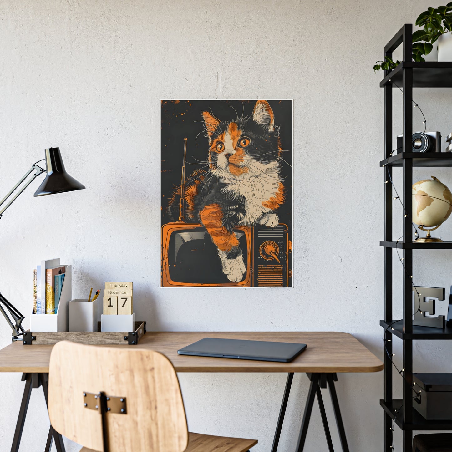 Cat Vintage Cat Art Print - Retro Animal Wall Art Gloss Poster for Cat Lovers - VYBE Shop