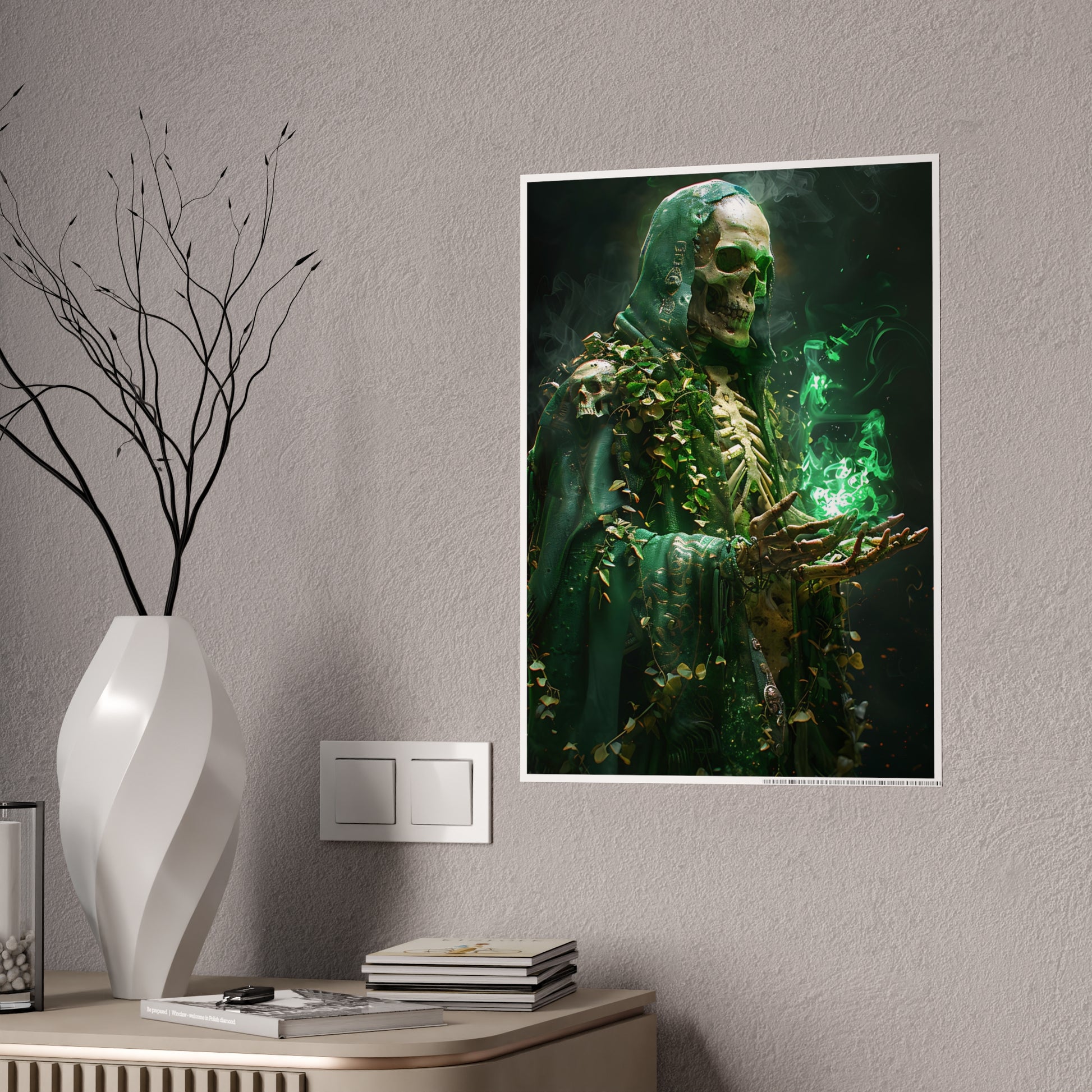 Skeleton Art Poster - Eerie Gothic Glassy Wall Art for Unique Home Decor - VYBE Shop