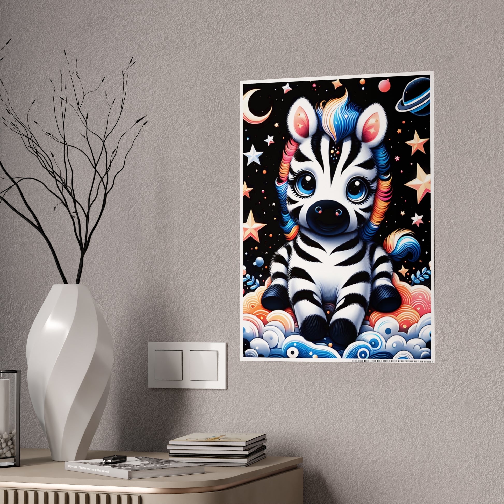 Cute Zebra Poster - Whimsical Gloss Wall Art - VYBE Shop