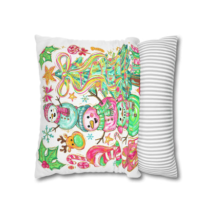 Festive Christmas Pillowcase, Holiday Decor, Winter Home Accent, Cute Snowman Design, Cozy Cushion Cover - VYBE Shop