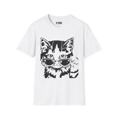 Cute- Cool Cat Sunglasses T-Shirt, Cute Kitty Tee, Gift For Feline Lovers - VYBE Shop