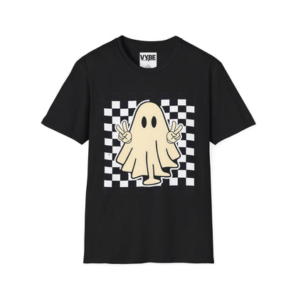 Halloween- Playful Ghost Graphic T-Shirt, Trendy Tee for Halloween, Casual Wear, Unisex Shirt, Gift for Friends - VYBE Shop