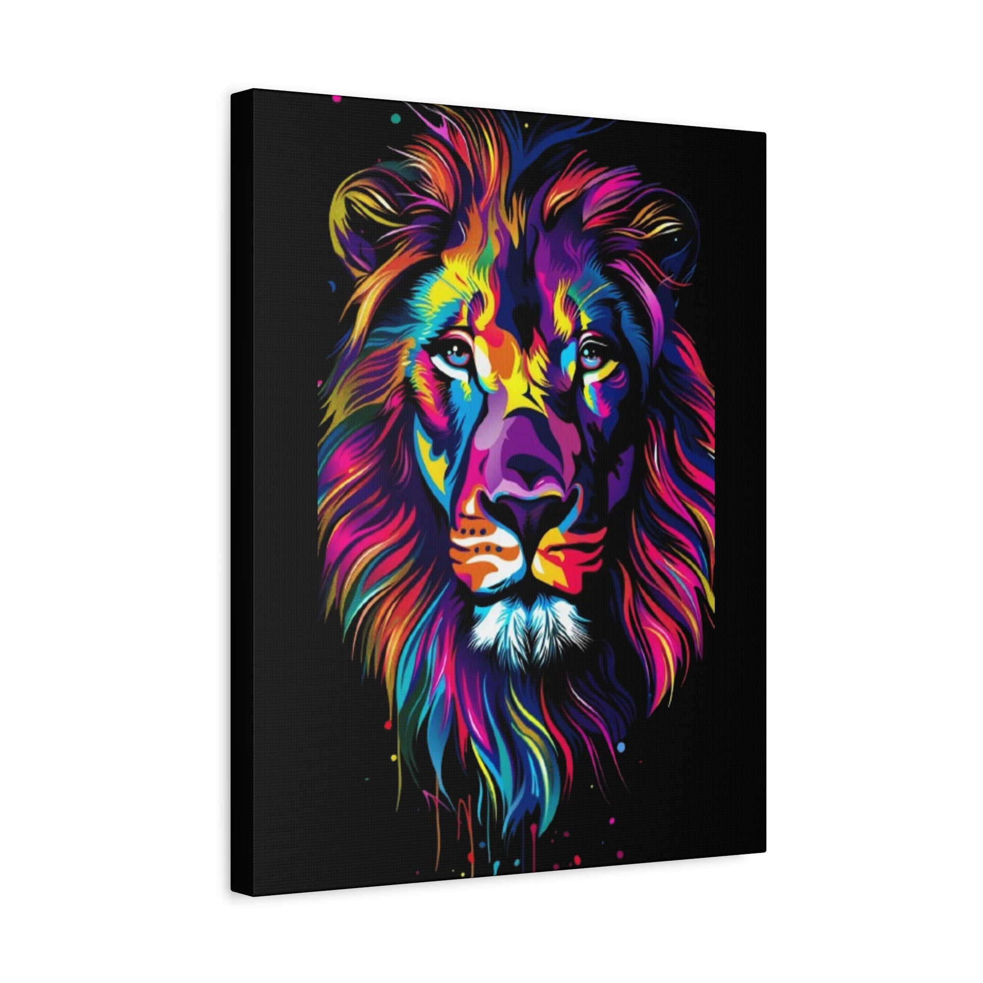 Neon Lion Art Canvas, Colorful Wall Decor, Animal Lover Gift, Home Decoration, Boho Style - VYBE Shop