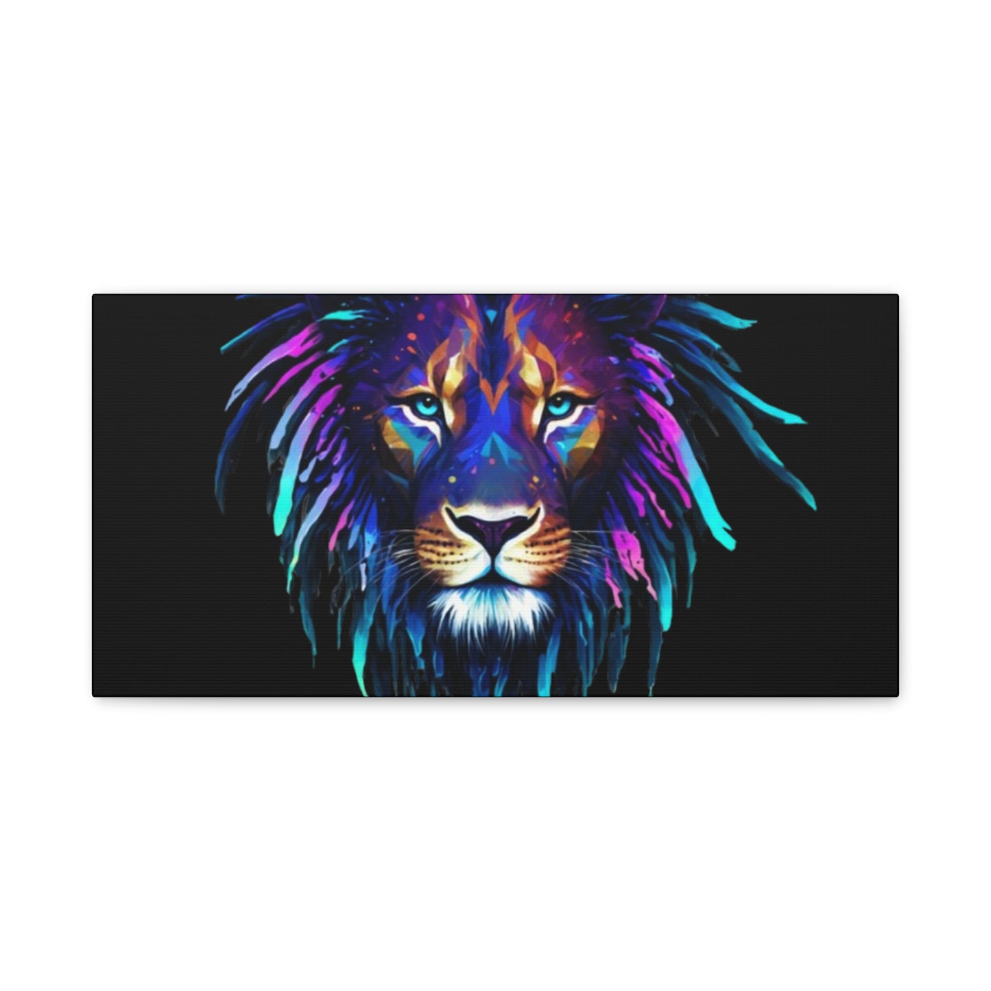 Neon Lion Canvas Wall Art, Colorful Home Decor, Animal Lover Gift, Jungle Theme Room Decoration, Unique Artwork for Living Room, [...] - VYBE Shop