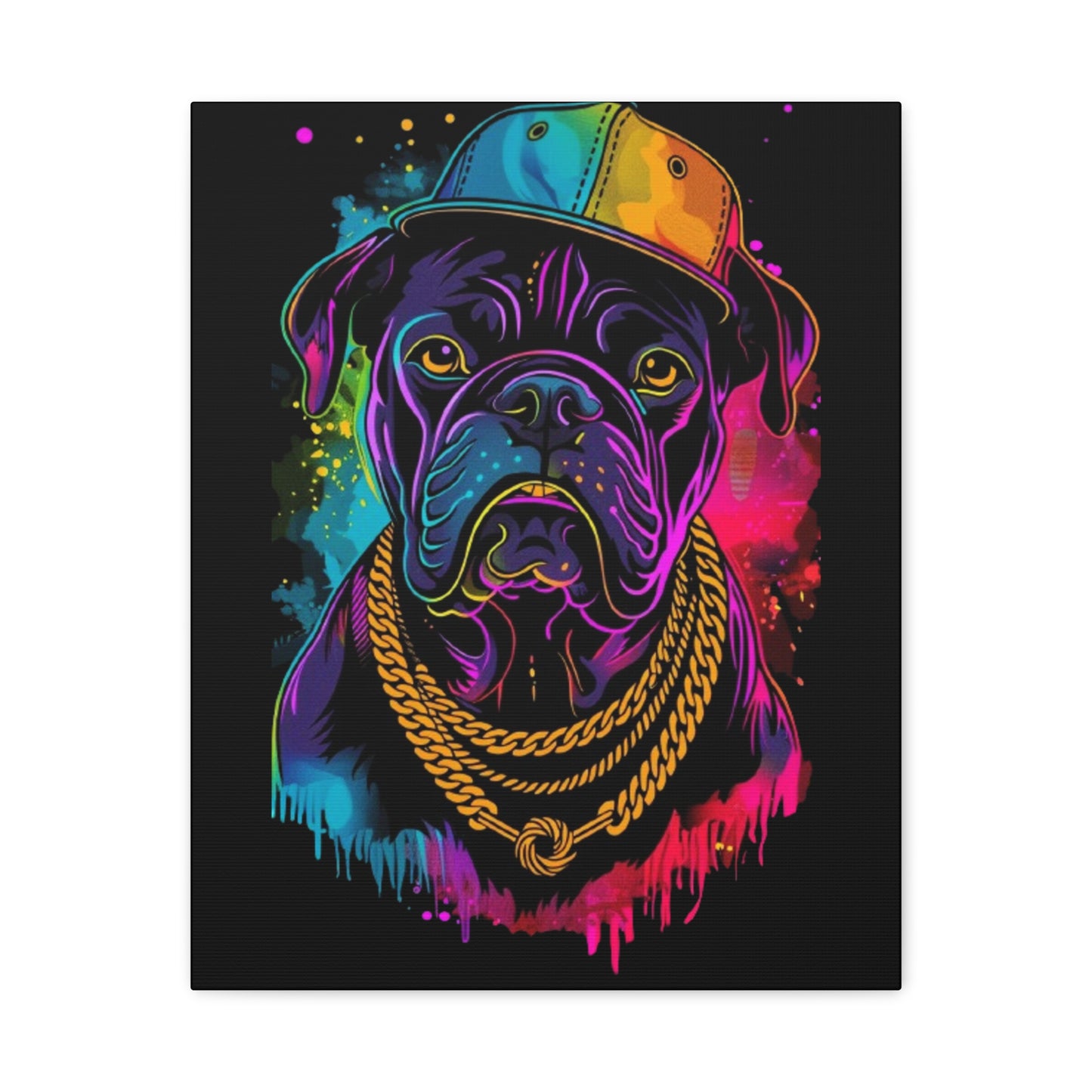 Neon Dog In Chain Matte Canvas, Stretched, 1.25" - VYBE Shop