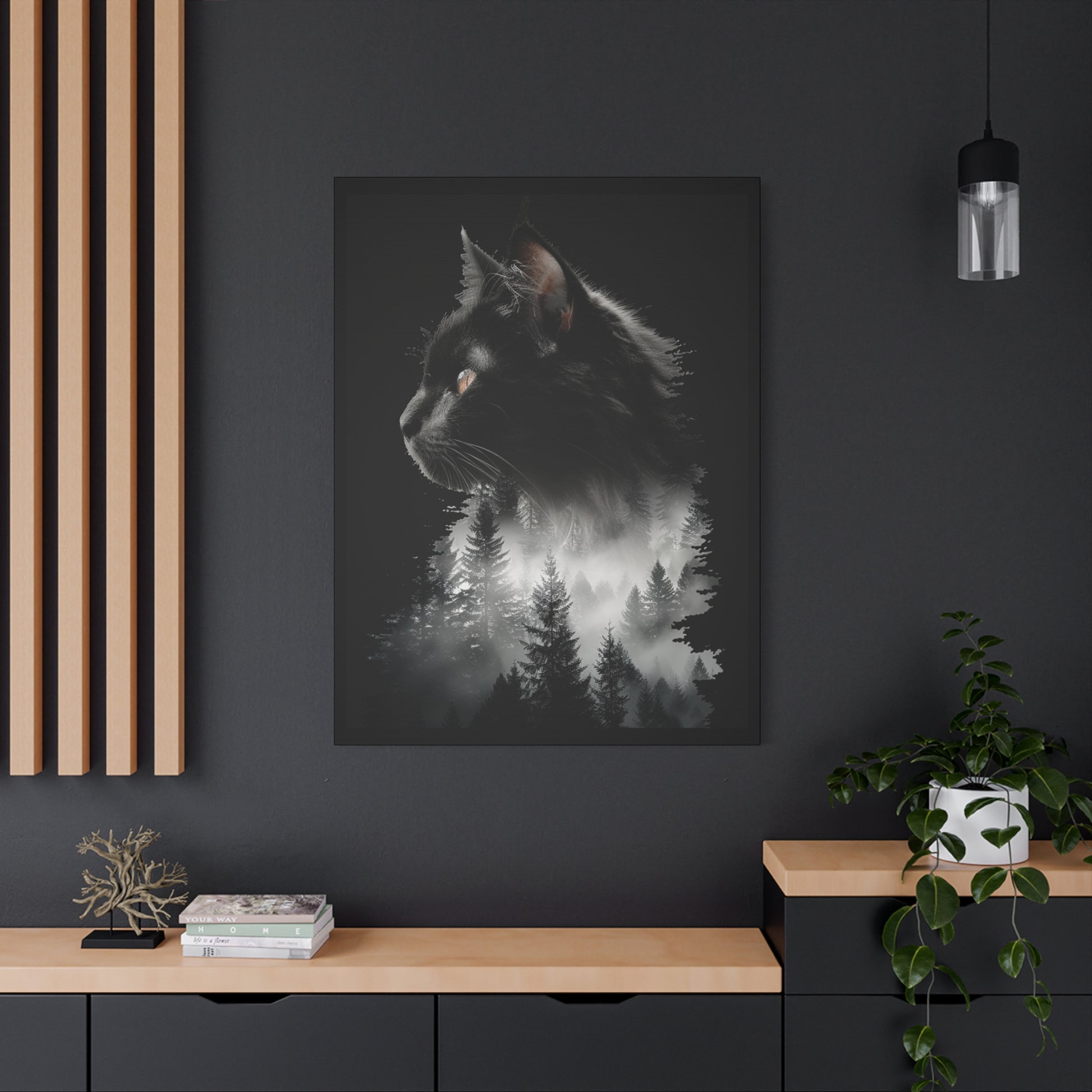 Mystical Cat Forest Canvas Print, Home Decor Art, Cat Lover Gift, Unique Wall Art, Pet Memorial - VYBE Shop