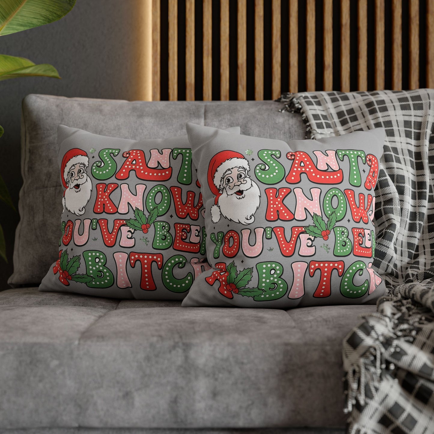 Funny Christmas Pillowcase - Santa Knows You've Been A Bit... Unique Decorative Accent for Holiday Decor, Perfect Gift for Friends and Family - VYBE Shop