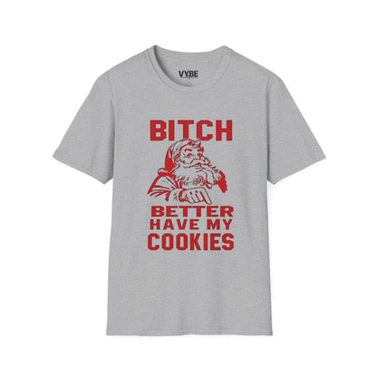 Christmas- Santa Vulgar Cookie Demand Unisex T-Shirt, Funny Christmas Apparel, Festive Humor Shirt - VYBE Shop