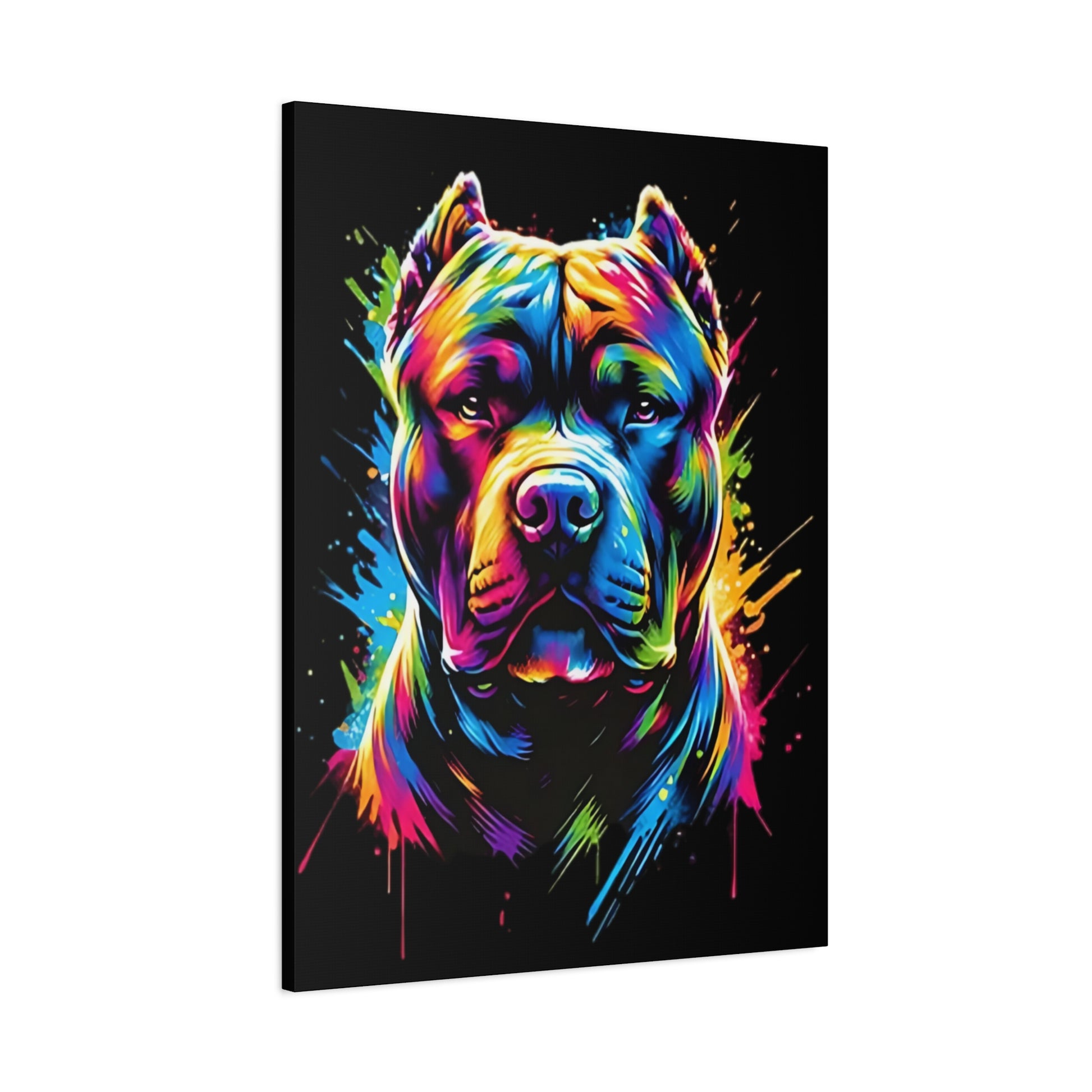 Neon Pitbull Canvas Art Print | Pet Lover Wall Decor, Dog Decor, Home Art, Gift for Dog Owners, Vibrant Animal Wall Art - VYBE Shop