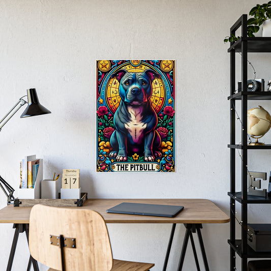 Pitbull Tarot Art Print | Colorful Gloss Poster for Dog Lovers - VYBE Shop