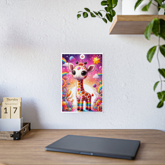 Colorful Giraffe Art Poster, Cute Wall Decor - VYBE Shop