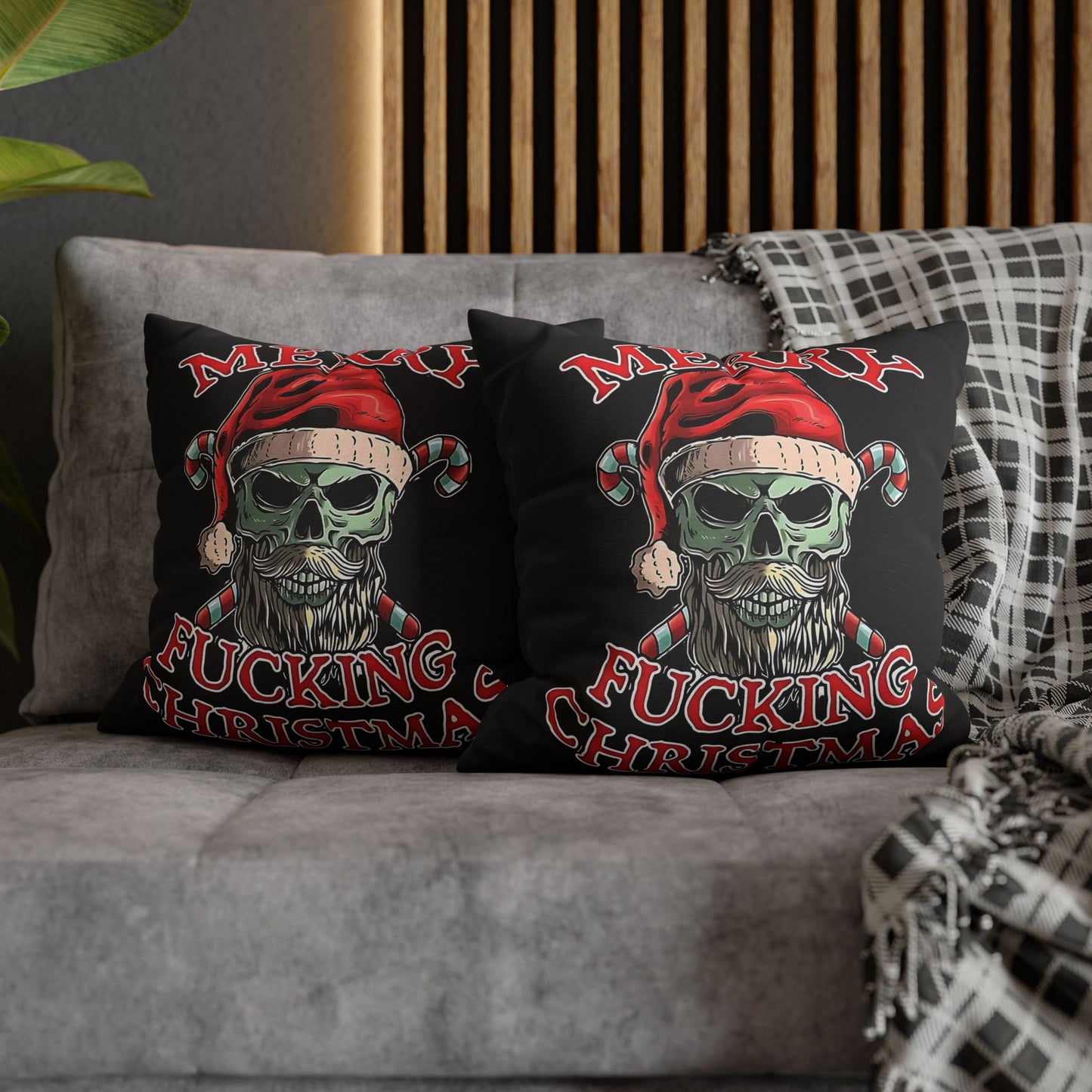 Gothic Christmas Pillowcase - Merry F***ing Christmas Cushion Cover, Edgy Holiday Decor & Unique Gift - VYBE Shop