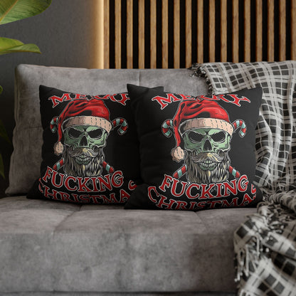 Gothic Christmas Pillowcase - Merry F***ing Christmas Cushion Cover, Edgy Holiday Decor & Unique Gift - VYBE Shop