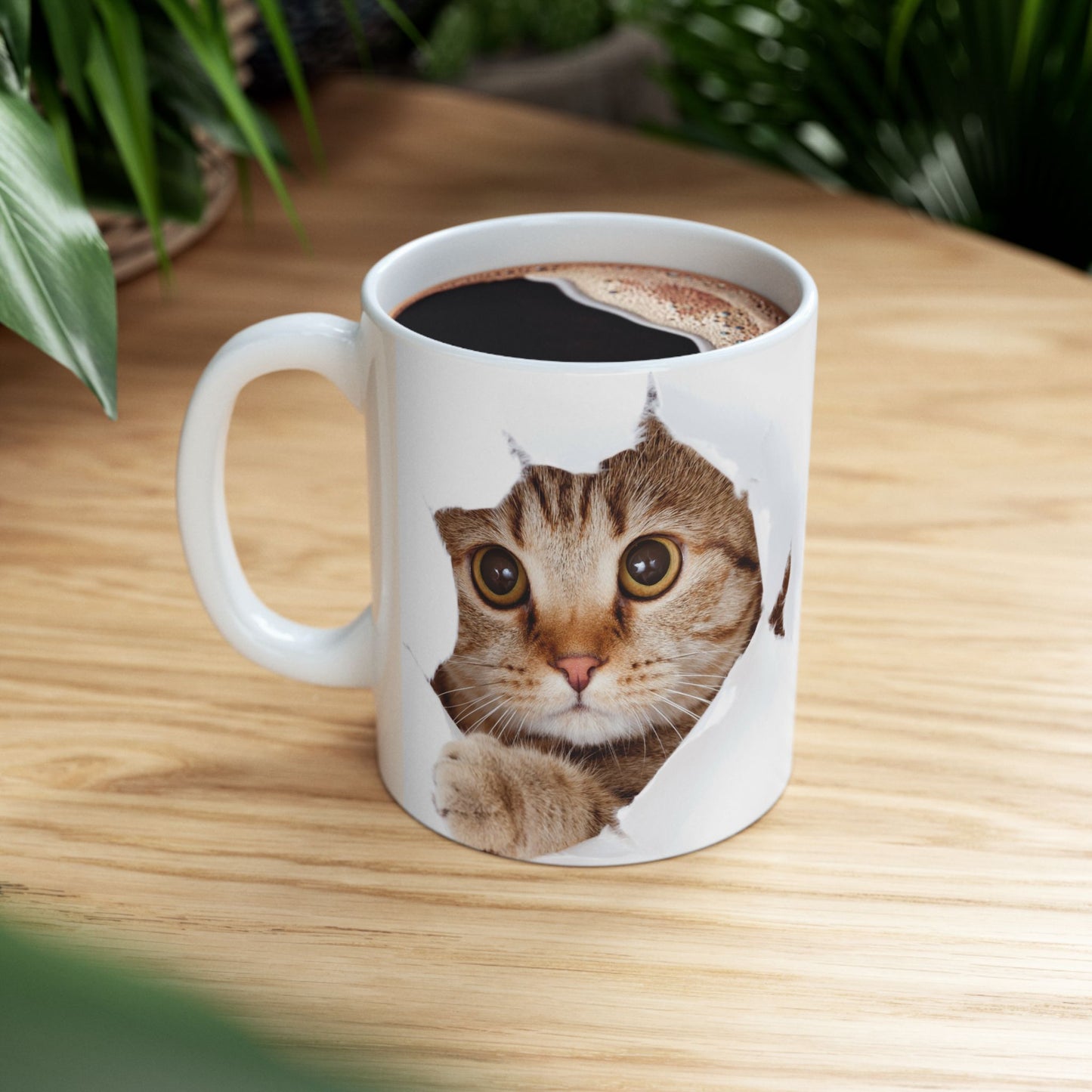 Cute Cat Ceramic Mug | Peek-a-Boo Design | Adorable Gifts for Cat Lovers | 11oz & 15oz Options - VYBE Shop