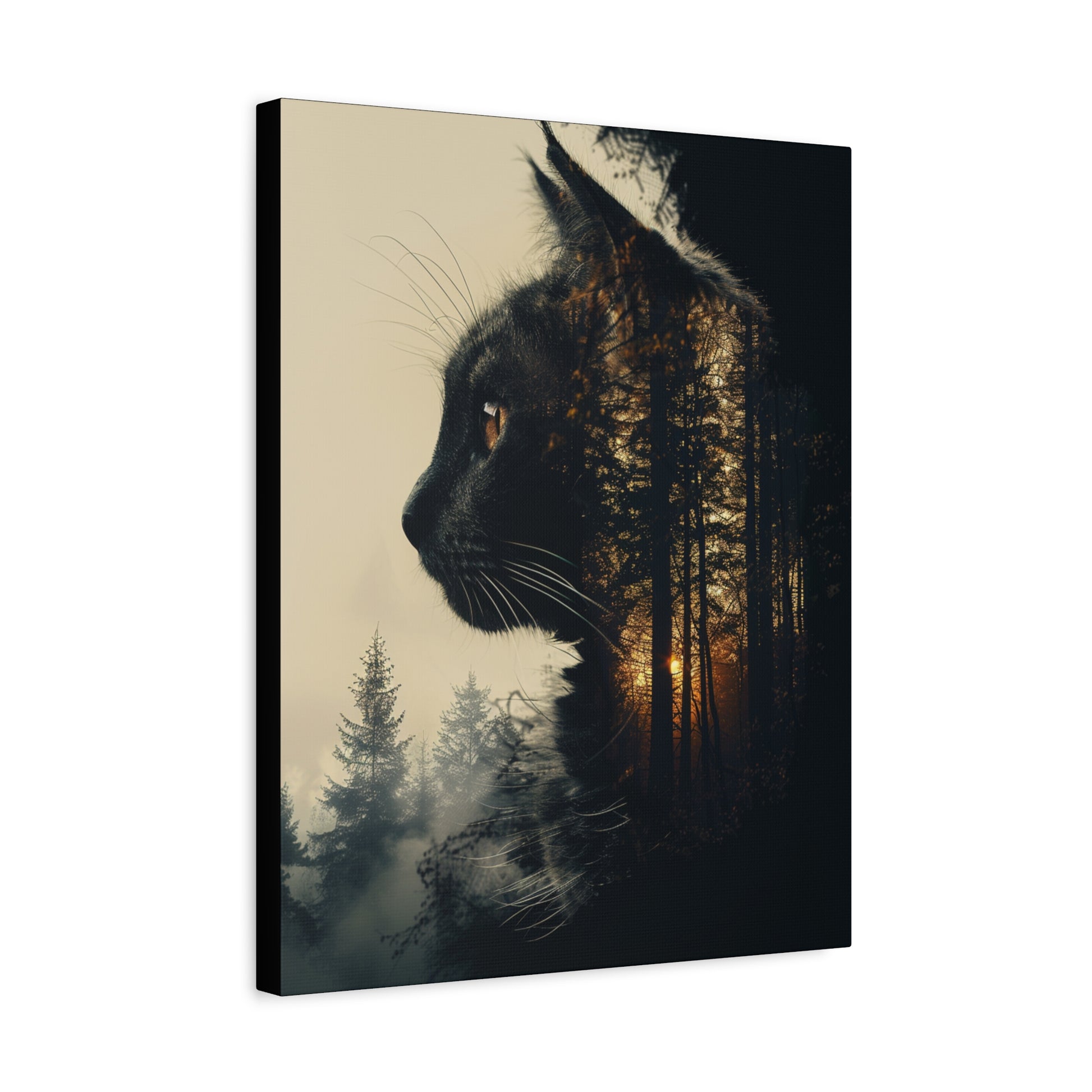 Enchanting Cat Forest Canvas Art Print, Matte Wall Decor for Cat Lovers, Perfect Gift for Home or Office, Pet Lover Decoration, [...] - VYBE Shop