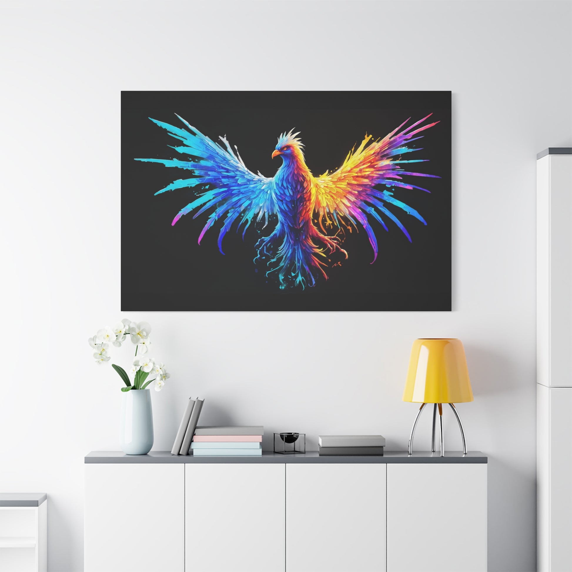Neon Phoenix Canvas Wall Art | Colorful Home Decor, Inspirational Artwork, Gift for Art Lovers, Unique Wall Hanging - VYBE Shop
