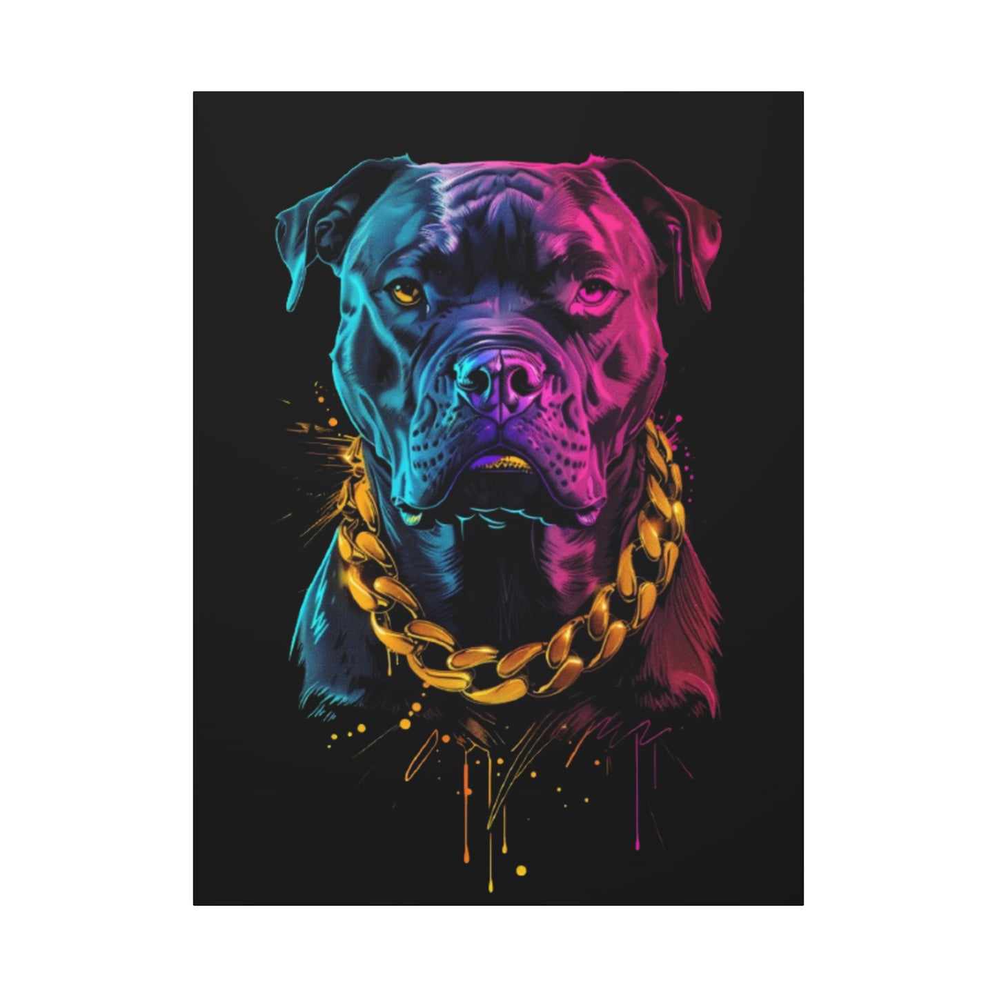Neon Dog Portrait Canvas Print, Colorful Pet Art Wall Decor, Dog Lover Gift, Home Decoration, Unique Pet Memorial - VYBE Shop