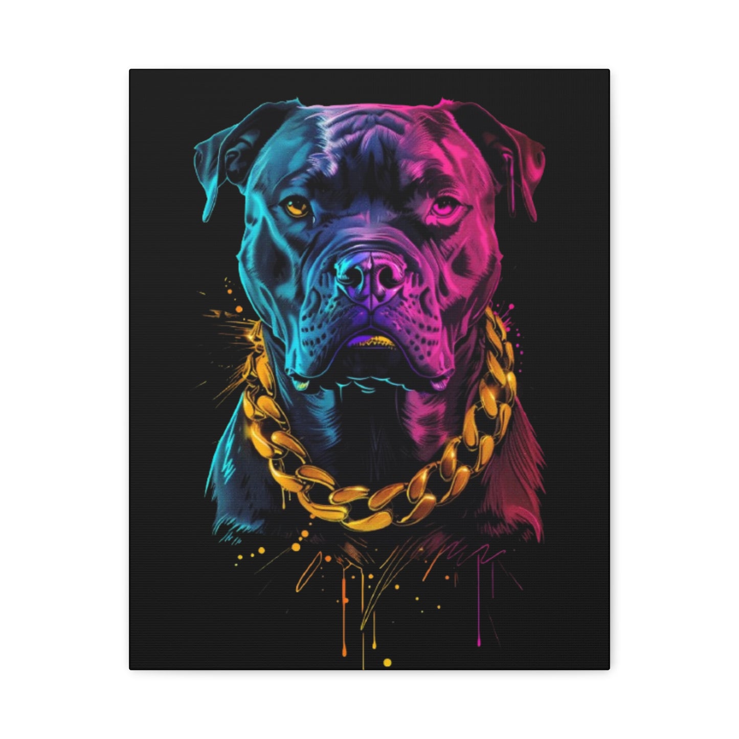 Neon Dog Portrait Canvas Print, Colorful Pet Art Wall Decor, Dog Lover Gift, Home Decoration, Unique Pet Memorial - VYBE Shop